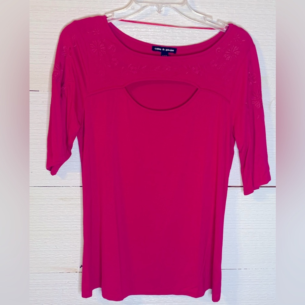 Hot Pink Jersey Tee by Cable & Gauge.   Size M